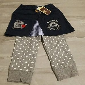 BNWT CHOCOLA skirt with leggings size 2T